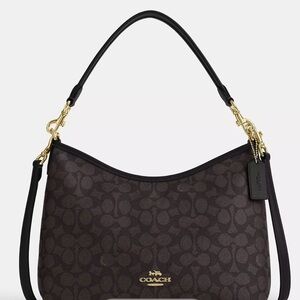 Coach Black and Brown Signature Shoulder Bag
